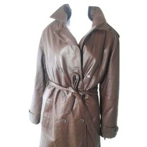 Vintage Charles Klein Leather Trench Coat Full Length Coat Women's Medium